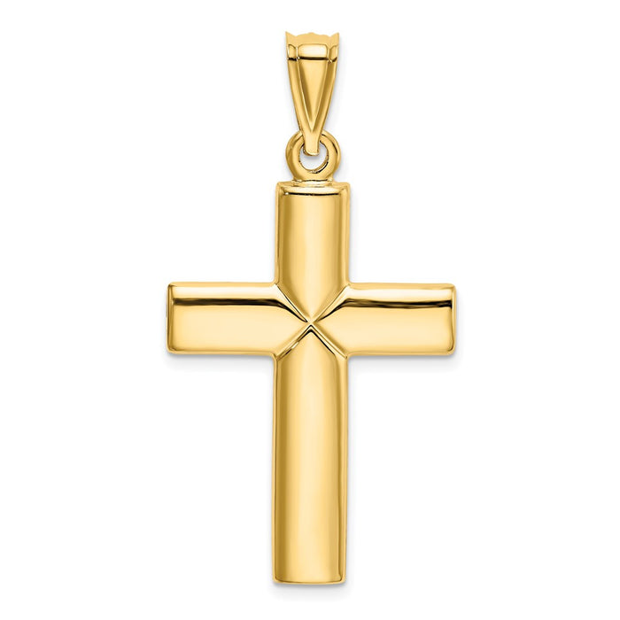 Million Charms 14K Yellow Gold Themed Polished Stamping Relgious Cross Pendant