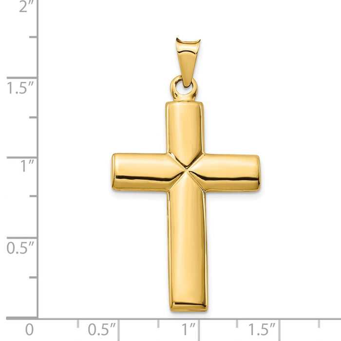 Million Charms 14K Yellow Gold Themed Polished Stamping Relgious Cross Pendant