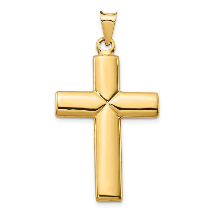 Million Charms 14K Yellow Gold Themed Polished Stamping Relgious Cross Pendant