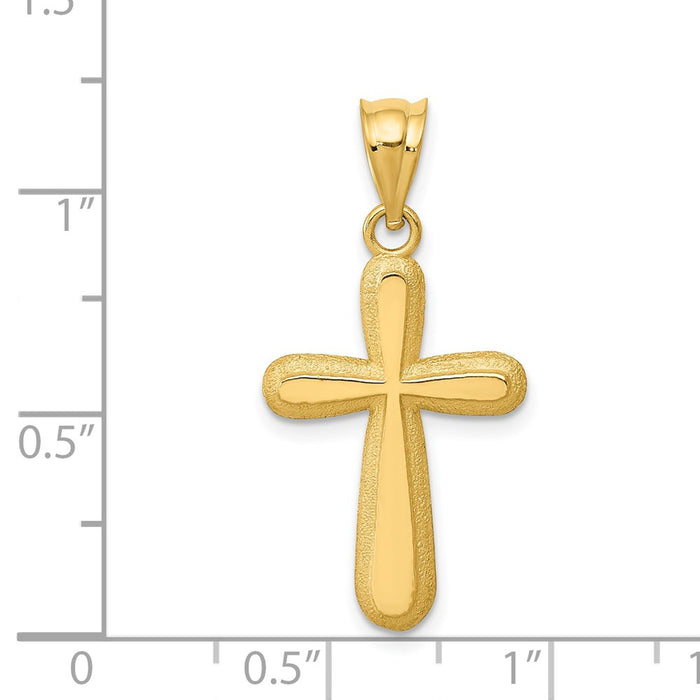 Million Charms 14K Yellow Gold Themed Polished Relgious Cross Pendant