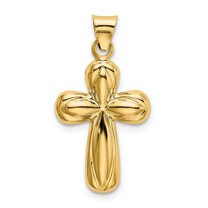 Million Charms 14K Yellow Gold Themed Polished Stamping Relgious Cross Pendant