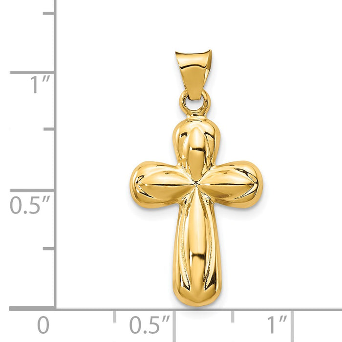 Million Charms 14K Yellow Gold Themed Polished Stamping Relgious Cross Pendant