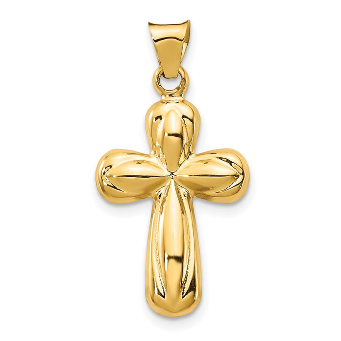 Million Charms 14K Yellow Gold Themed Polished Stamping Relgious Cross Pendant