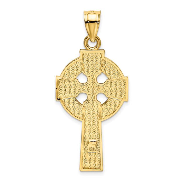 Million Charms 14K Yellow Gold Themed Polished Celtic Relgious Cross Pendant