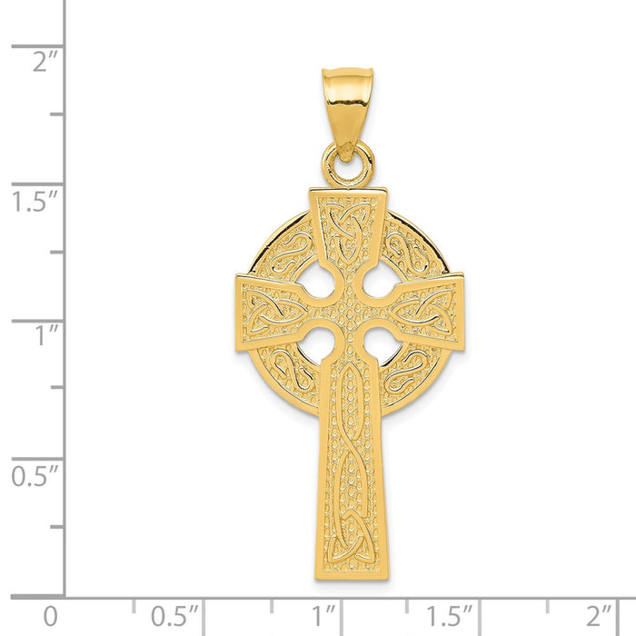 Million Charms 14K Yellow Gold Themed Polished Celtic Relgious Cross Pendant