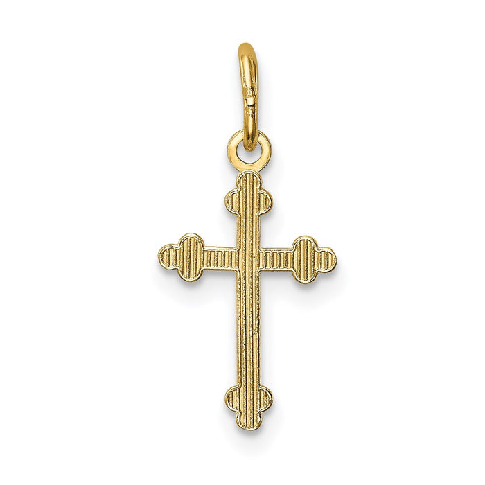 Million Charms 14K Yellow Gold Themed Polished Small Budded Relgious Cross Charm