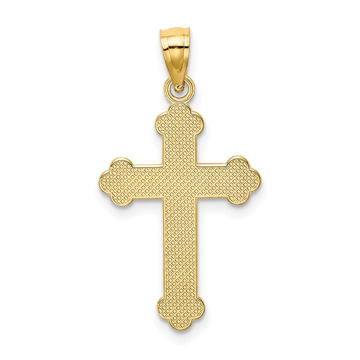 Million Charms 14K Yellow Gold Themed Satin & Polished Faith Relgious Cross Pendant