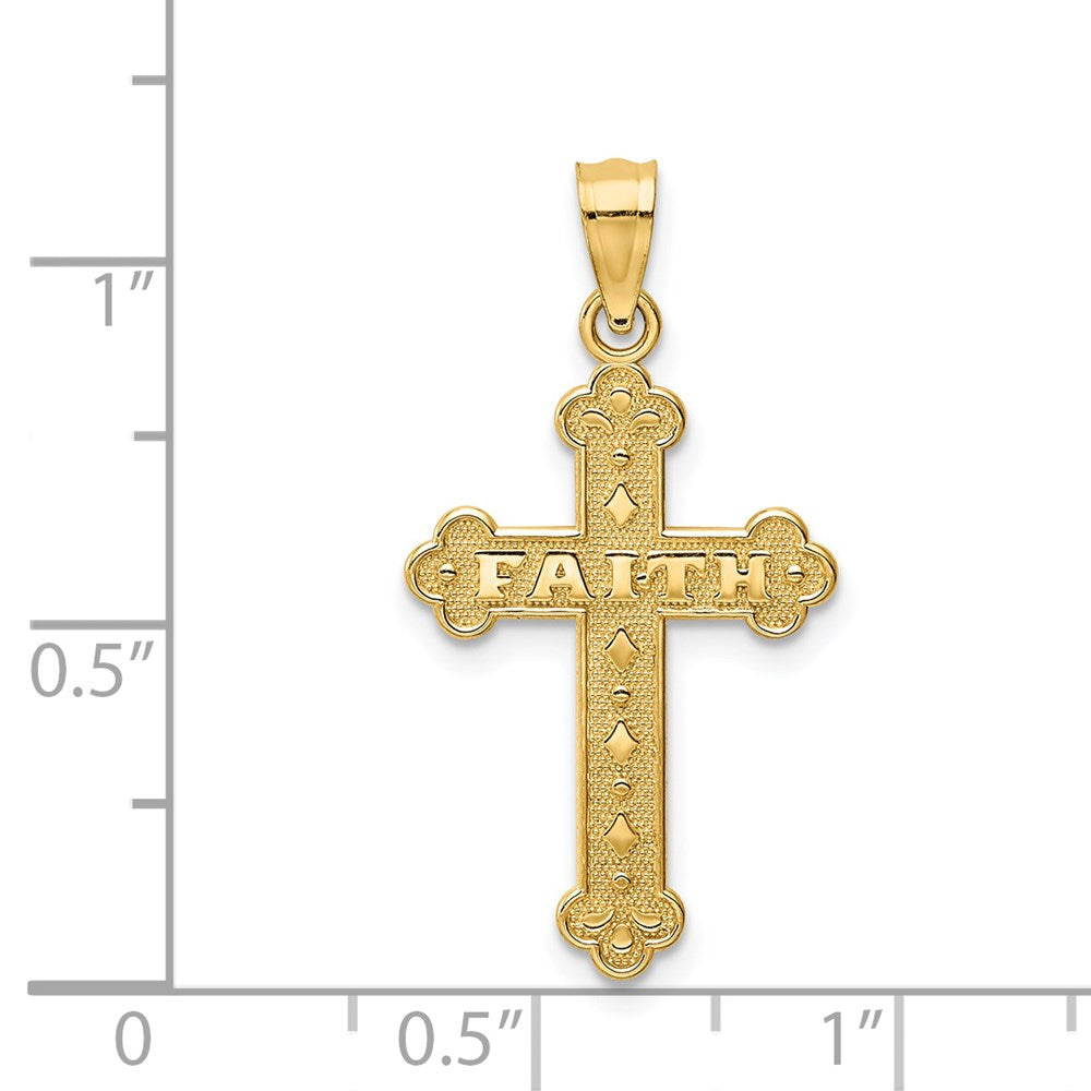Million Charms 14K Yellow Gold Themed Satin & Polished Faith Relgious Cross Pendant
