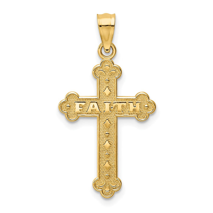 Million Charms 14K Yellow Gold Themed Satin & Polished Faith Relgious Cross Pendant