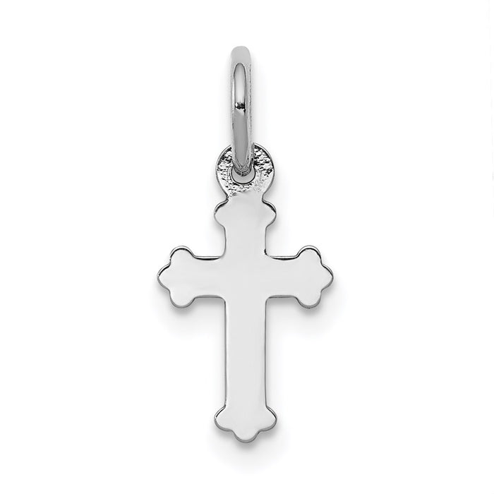 Million Charms 14K White Gold Themed Mini Polished Relgious Cross Charm