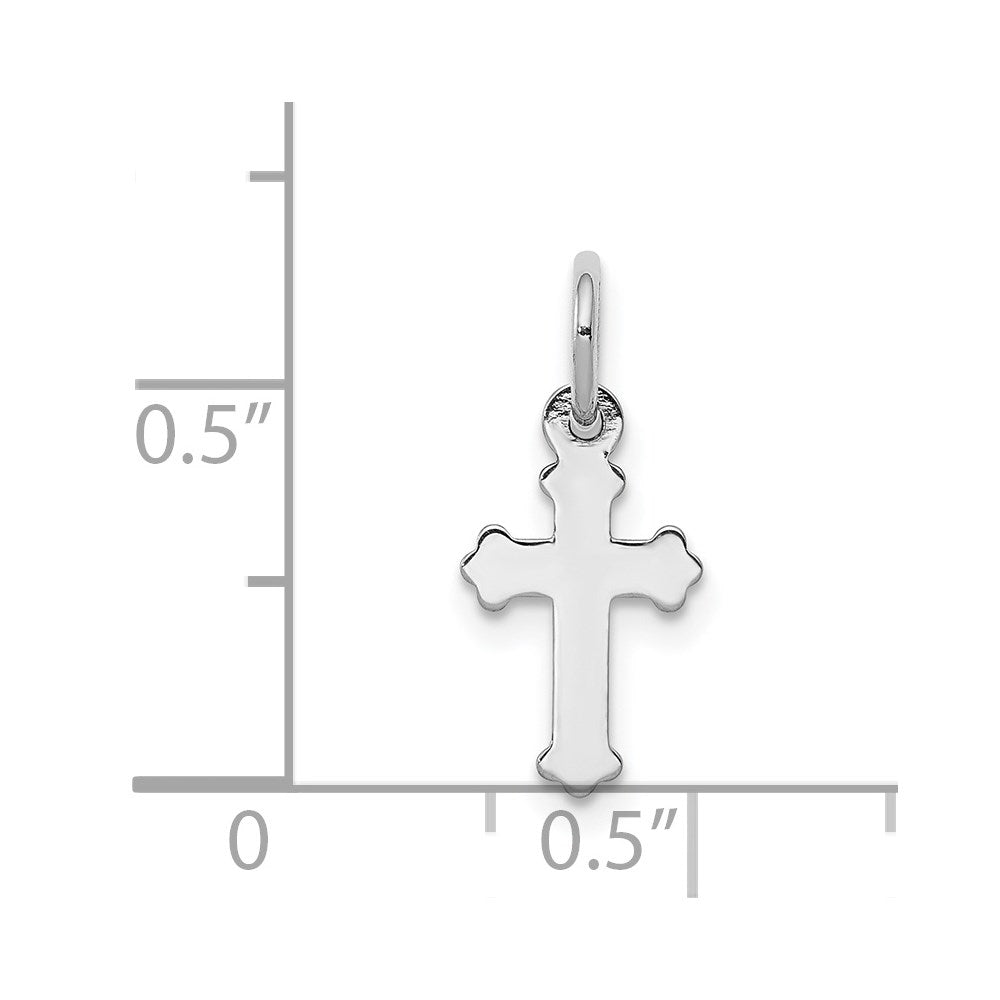 Million Charms 14K White Gold Themed Mini Polished Relgious Cross Charm