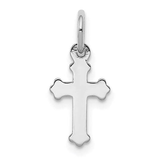 Million Charms 14K White Gold Themed Mini Polished Relgious Cross Charm