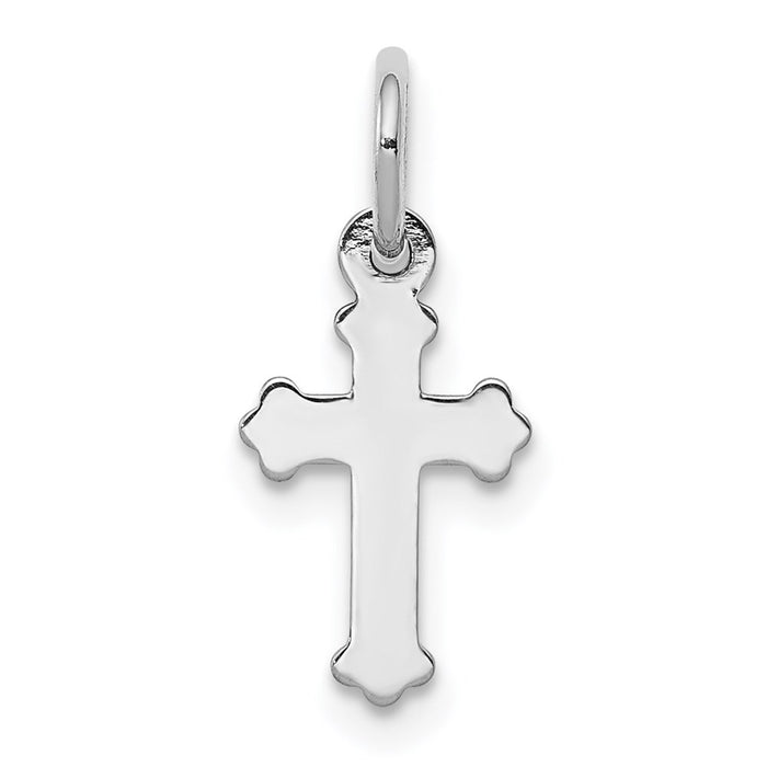 Million Charms 14K White Gold Themed Mini Polished Relgious Cross Charm