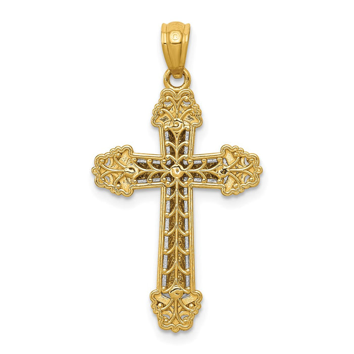 Million Charms 14K Two-Tone Polished Relgious Cross Pendant