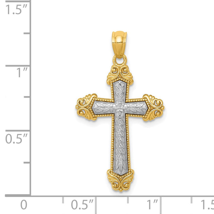 Million Charms 14K Two-Tone Polished Relgious Cross Pendant