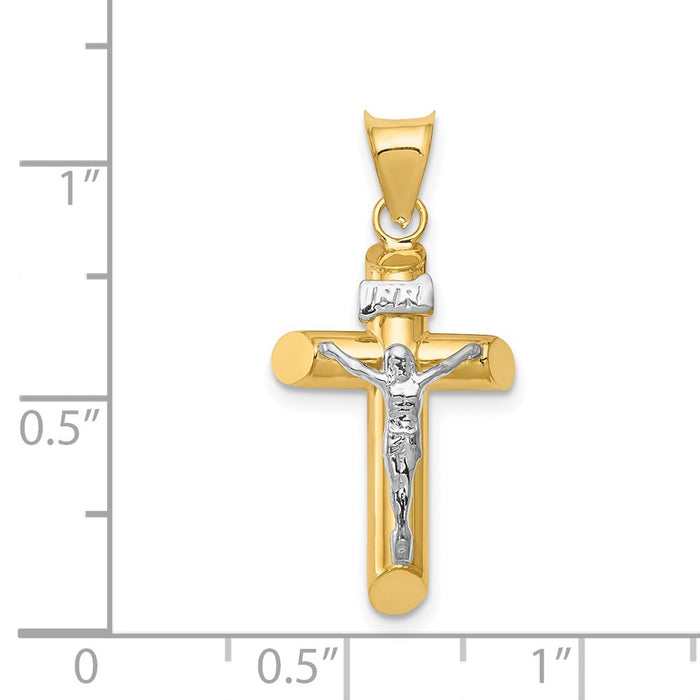 Million Charms 14K Two-Tone Polished Relgious Crucifix Pendant