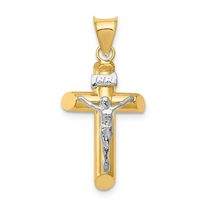 Million Charms 14K Two-Tone Polished Relgious Crucifix Pendant