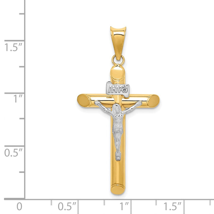 Million Charms 14K Two-Tone Polished Relgious Crucifix Pendant