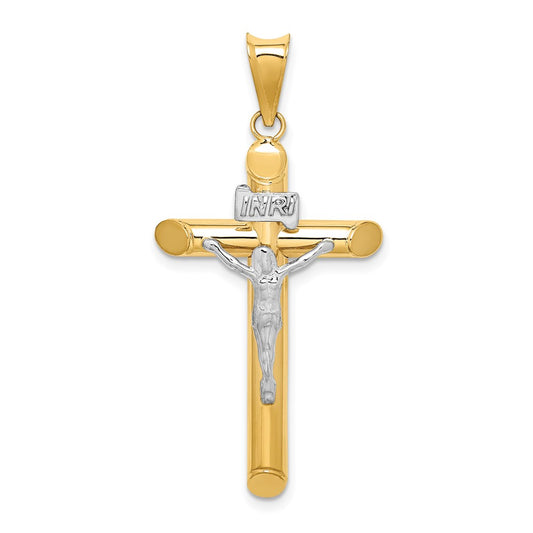 Million Charms 14K Two-Tone Polished Relgious Crucifix Pendant