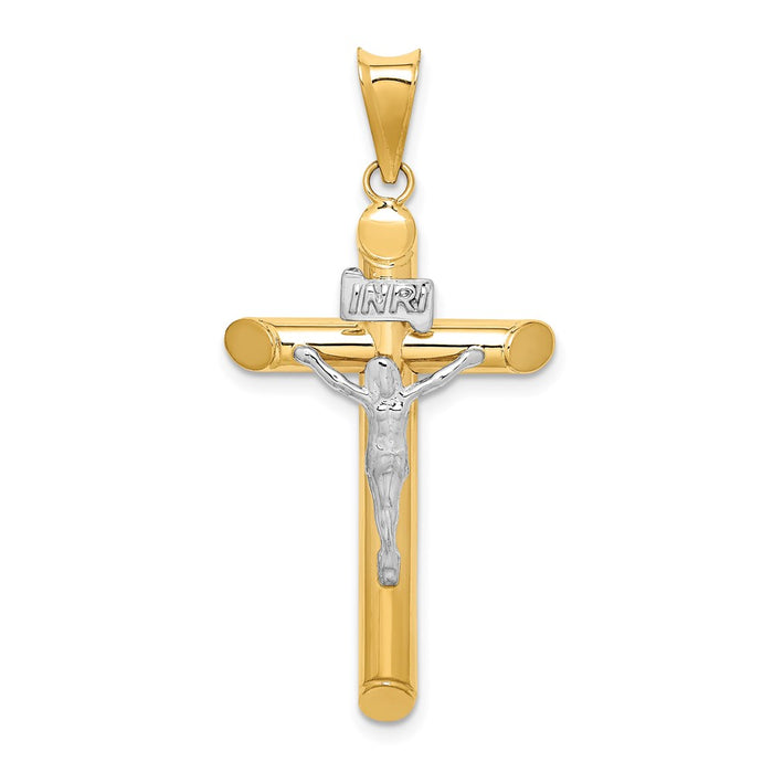 Million Charms 14K Two-Tone Polished Relgious Crucifix Pendant