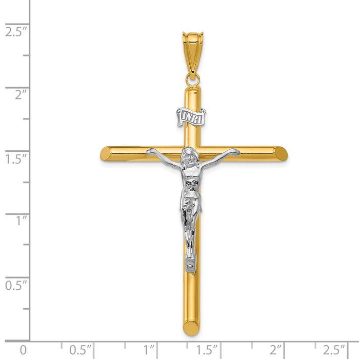 Million Charms 14K Two-Tone Polished Relgious Crucifix Pendant