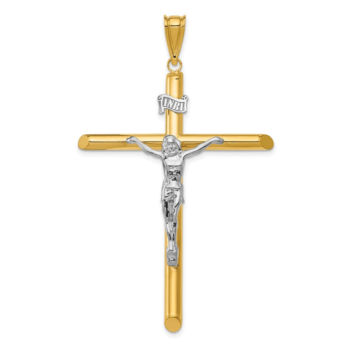 Million Charms 14K Two-Tone Polished Relgious Crucifix Pendant