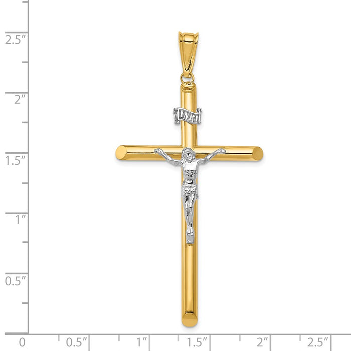 Million Charms 14K Two-Tone Polished Relgious Crucifix Pendant