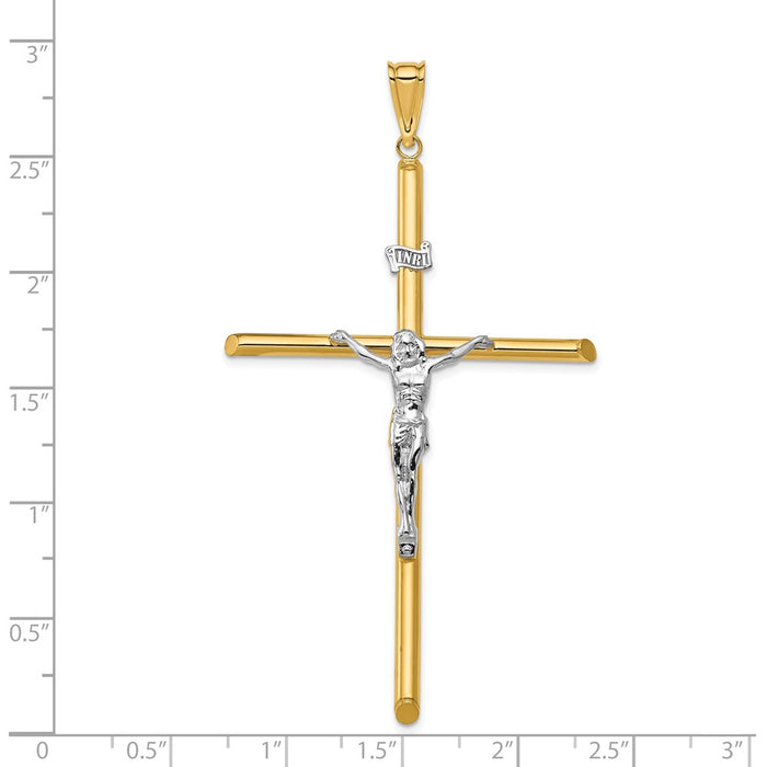 Million Charms 14K Two-Tone Polished Jesus Relgious Crucifix Pendant