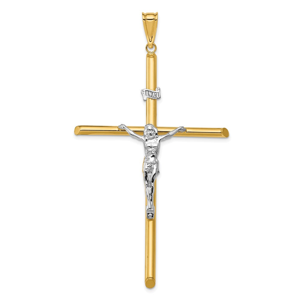 Million Charms 14K Two-Tone Polished Jesus Relgious Crucifix Pendant