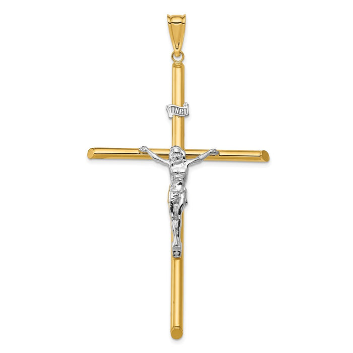 Million Charms 14K Two-Tone Polished Jesus Relgious Crucifix Pendant