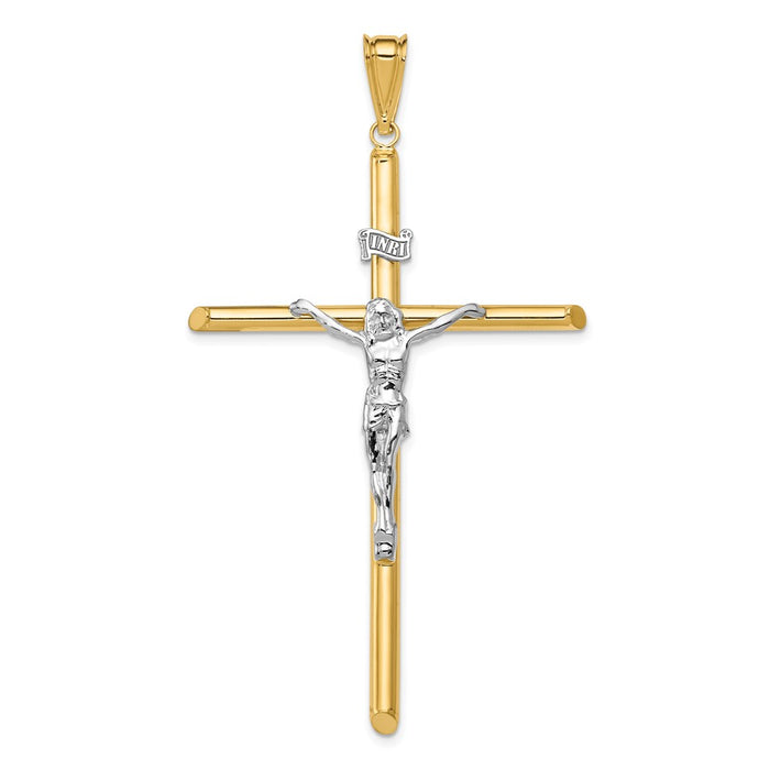 Million Charms 14K Two-Tone Polished Jesus Relgious Crucifix Pendant