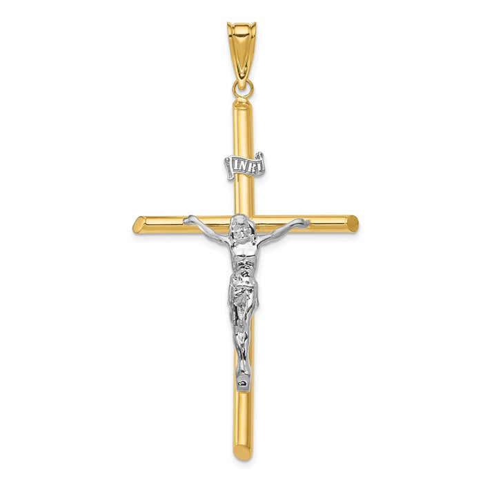 Million Charms 14K Two-Tone Polished Jesus Relgious Crucifix Pendant