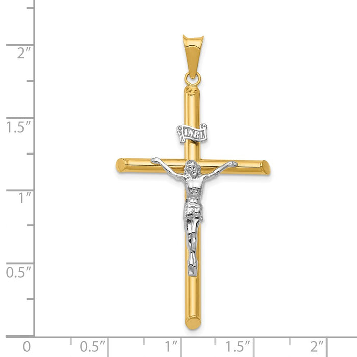 Million Charms 14K Two-Tone Polished Jesus Relgious Crucifix Pendant