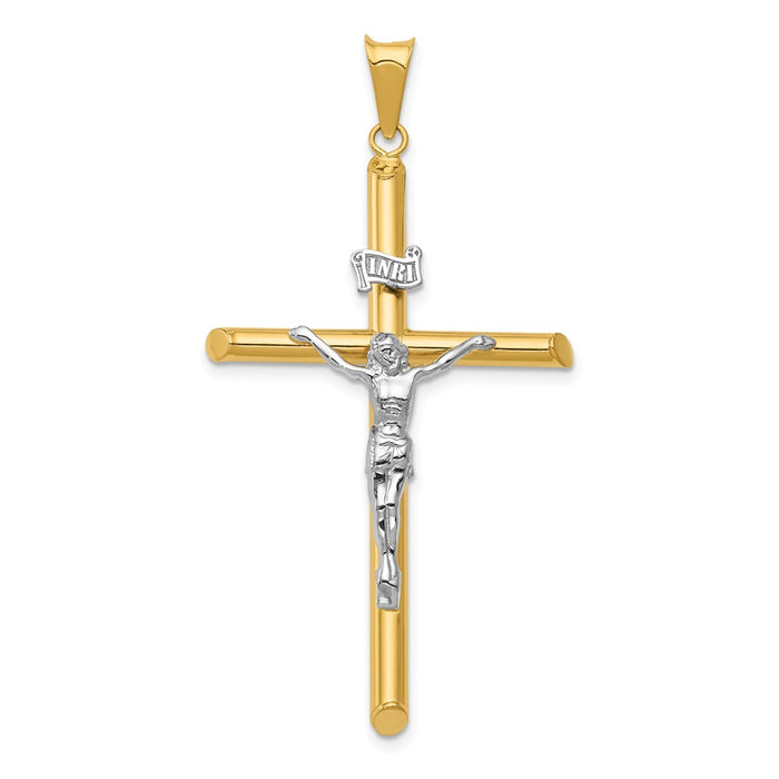 Million Charms 14K Two-Tone Polished Jesus Relgious Crucifix Pendant