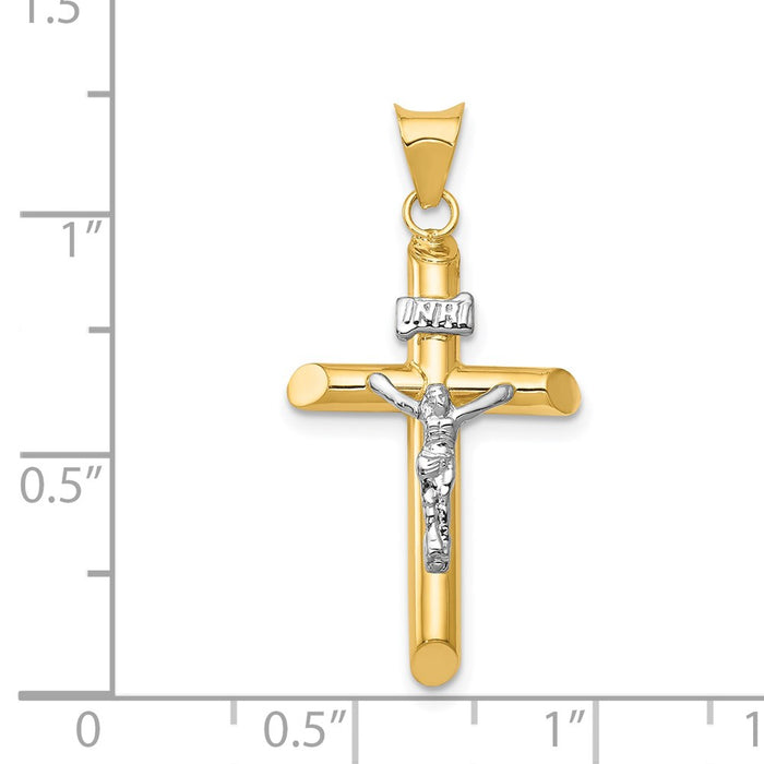 Million Charms 14K Two-Tone Polished Jesus Relgious Crucifix Pendant