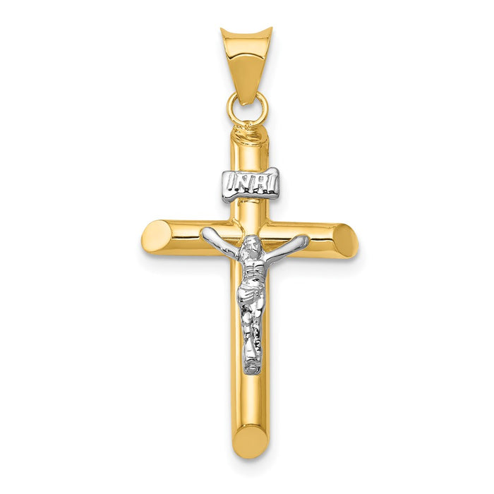 Million Charms 14K Two-Tone Polished Jesus Relgious Crucifix Pendant