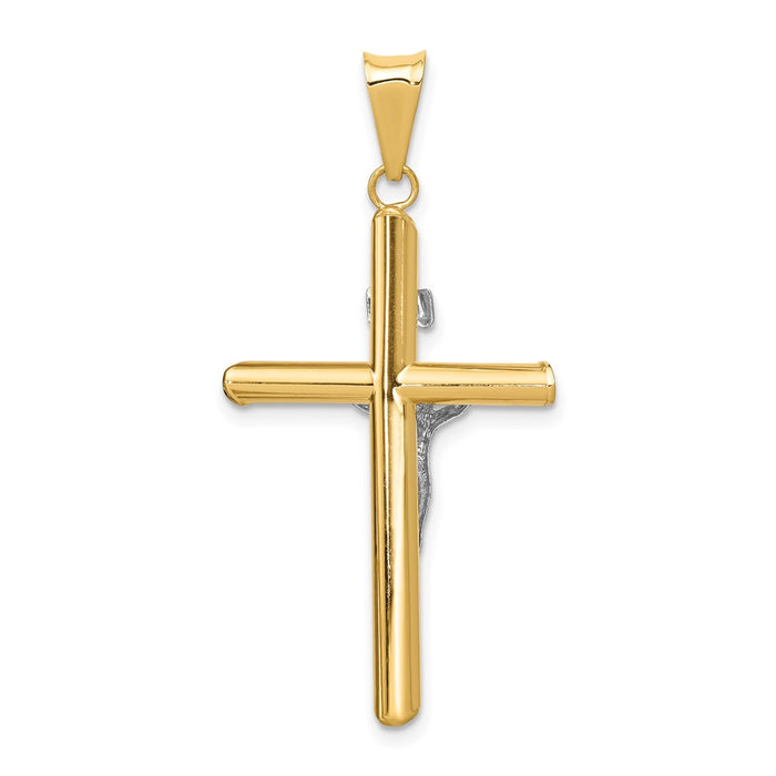 Million Charms 14K Two-Tone Polished Jesus Relgious Crucifix Pendant