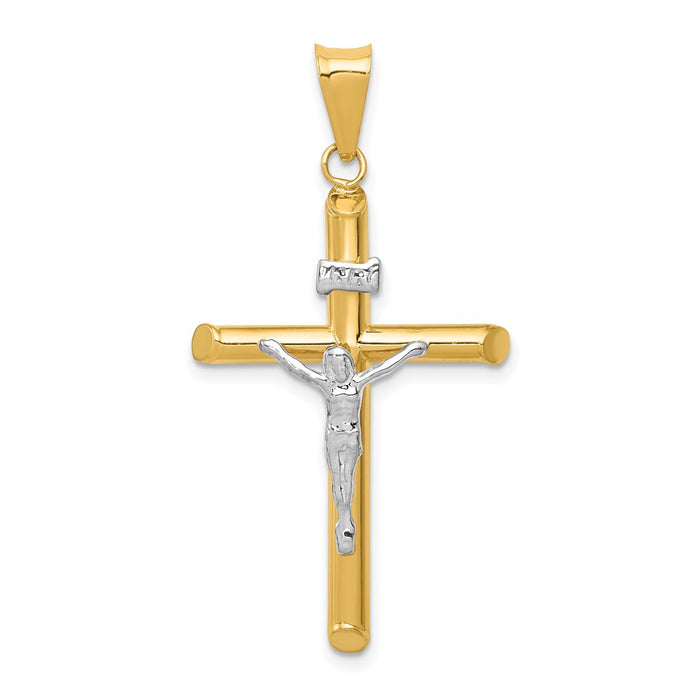 Million Charms 14K Two-Tone Polished Jesus Relgious Crucifix Pendant