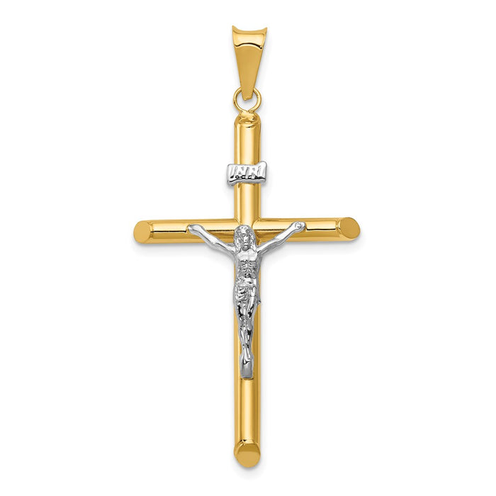 Million Charms 14K Two-Tone Polished Jesus Relgious Crucifix Pendant