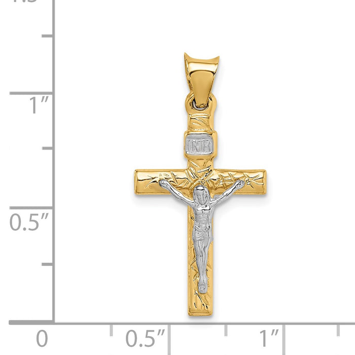 Million Charms 14K Two-Tone Relgious Crucifix Pendant