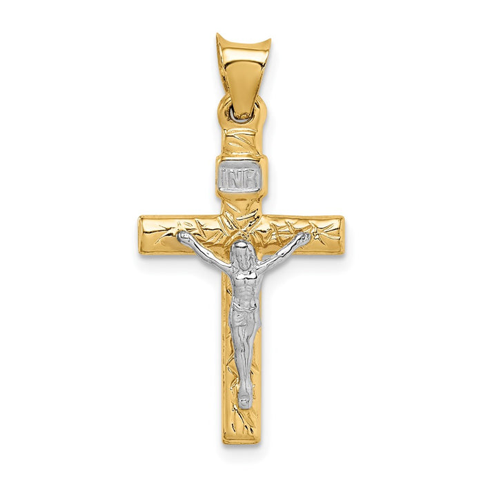 Million Charms 14K Two-Tone Relgious Crucifix Pendant