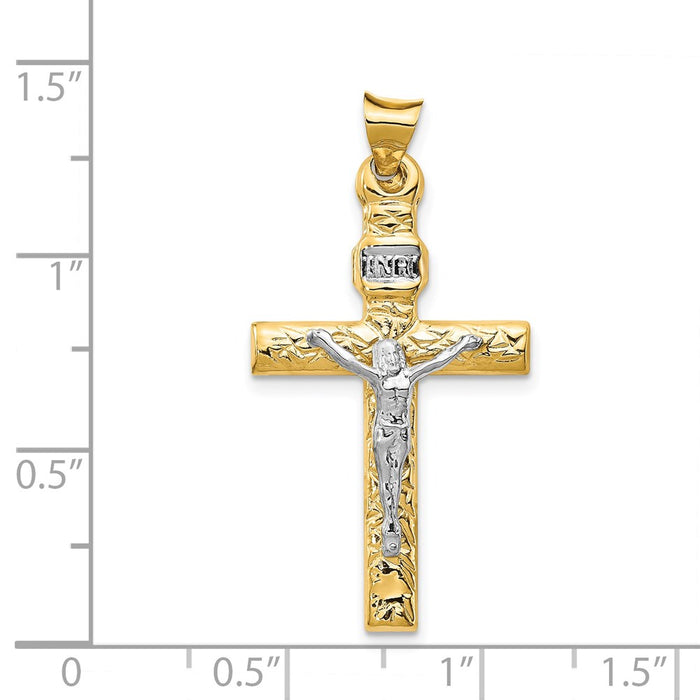 Million Charms 14K Two-Tone Relgious Crucifix Pendant