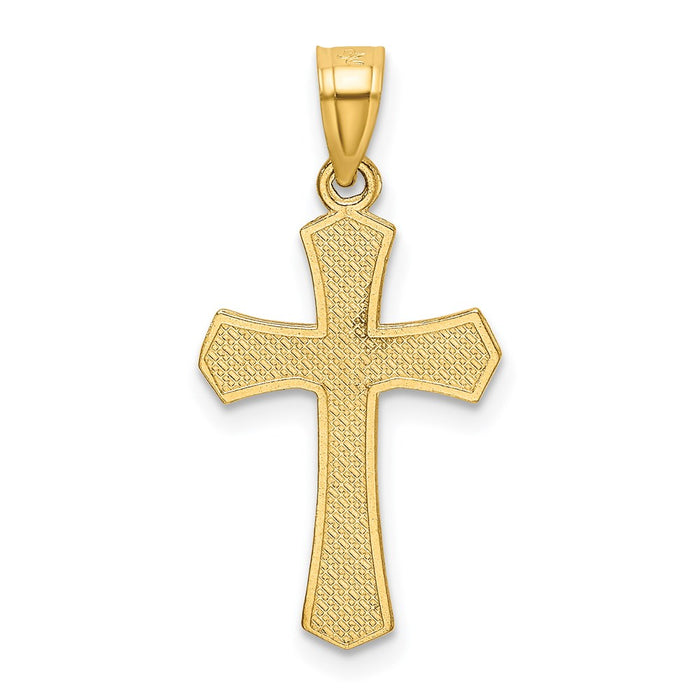 Million Charms 14K Yellow Gold Themed Diamond-Cut Relgious Crucifix Pendant