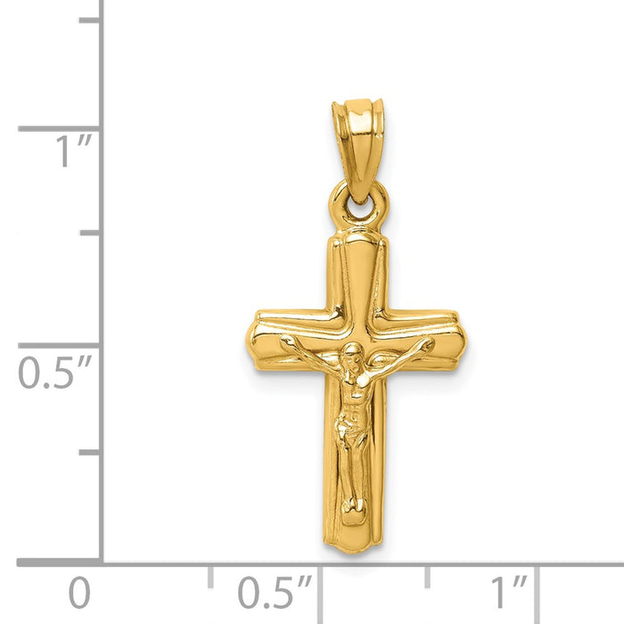 Million Charms 14K Yellow Gold Themed Reversible Relgious Crucifix /Relgious Cross Pendant