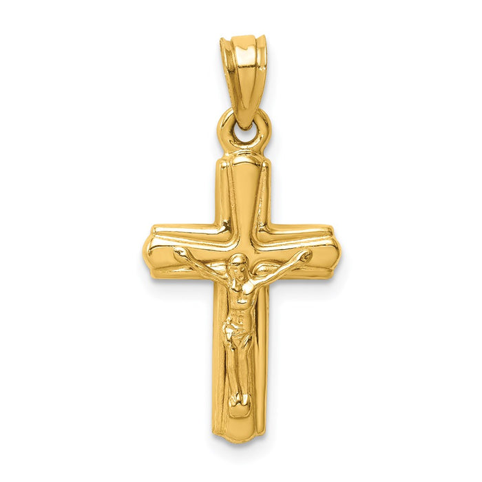 Million Charms 14K Yellow Gold Themed Reversible Relgious Crucifix /Relgious Cross Pendant