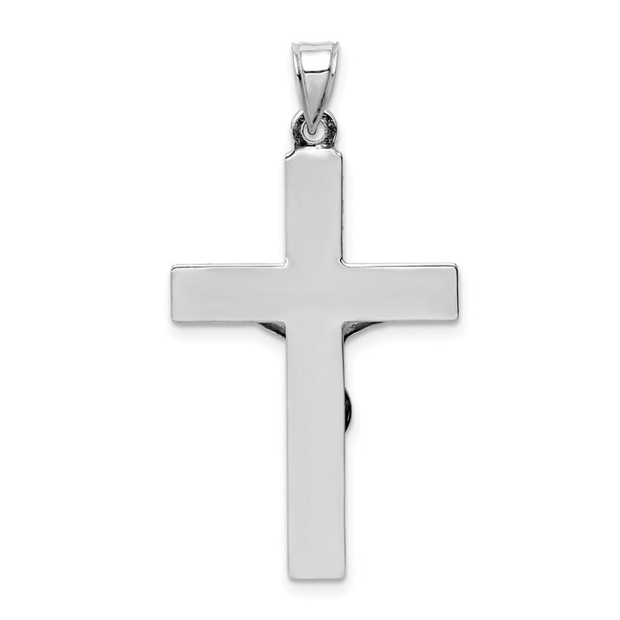 Million Charms 14K White Gold Themed Polished Relgious Crucifix Pendant