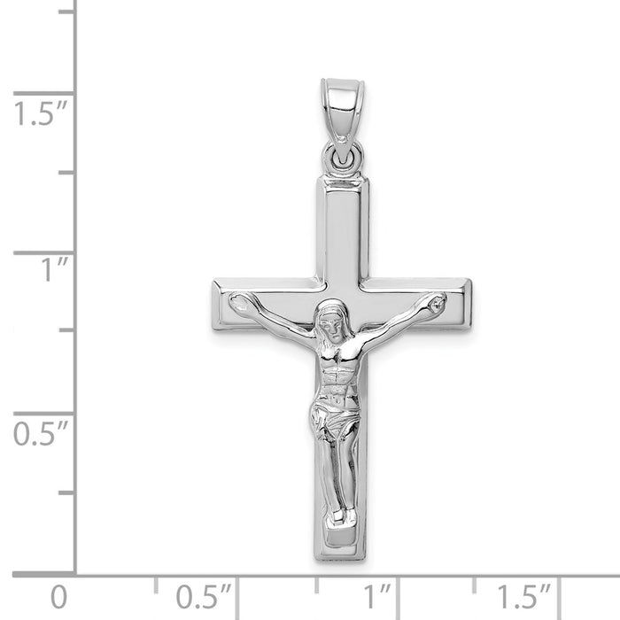 Million Charms 14K White Gold Themed Polished Relgious Crucifix Pendant