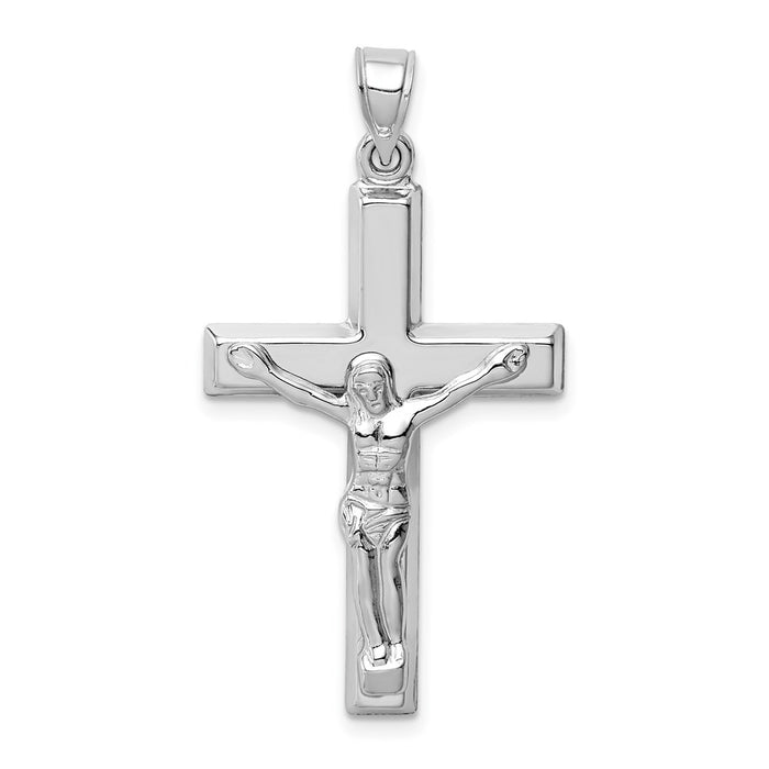 Million Charms 14K White Gold Themed Polished Relgious Crucifix Pendant