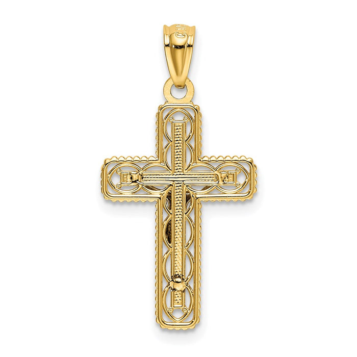 Million Charms 14K Two-Tone Polished Relgious Crucifix Pendant