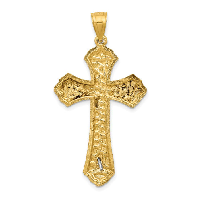 Million Charms 14K Two-Tone Diamond-Cut Passion Relgious Crucifix Pendant